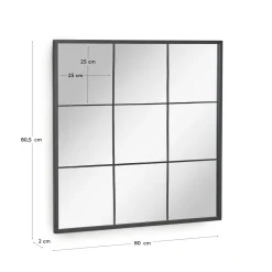 Kave Home Wandspiegel Ulrica Zwart Metaal 80x80cm