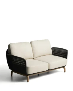 Kave Home 2-Zitsbank Alipa Acaciahout Grafiet/Beige 165cm