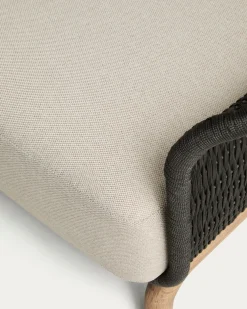 Kave Home 2-Zitsbank Alipa Acaciahout Grafiet/Beige 165cm