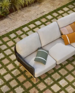 Kave Home 3-Zitsbank Alipa Acaciahout Grafiet/Beige 235cm