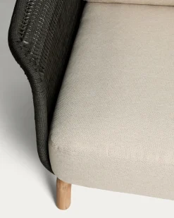 Kave Home 3-Zitsbank Alipa Acaciahout Grafiet/Beige 235cm