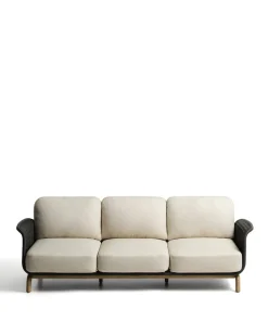Kave Home 3-Zitsbank Alipa Acaciahout Grafiet/Beige 235cm