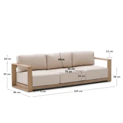 Kave Home 3-zitsbank Ambra Acaciahout 249cm