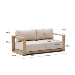 Kave Home 2-zitsbank Ambra Acaciahout 174cm