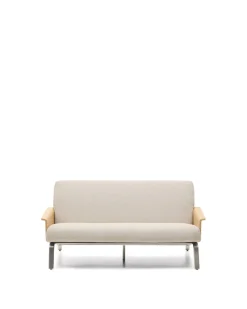 Kave Home 2-zitsbank Amsen Beige Eiken Multiplex en Geborsteld RVS 150cm