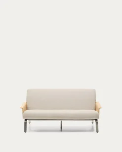 Kave Home 2-zitsbank Amsen Beige Eiken Multiplex en Geborsteld RVS 150cm