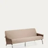 Kave Home 3-zitsbank Amsen Lichtbruin Walnoot Multiplex en Geborsteld RVS 190cm