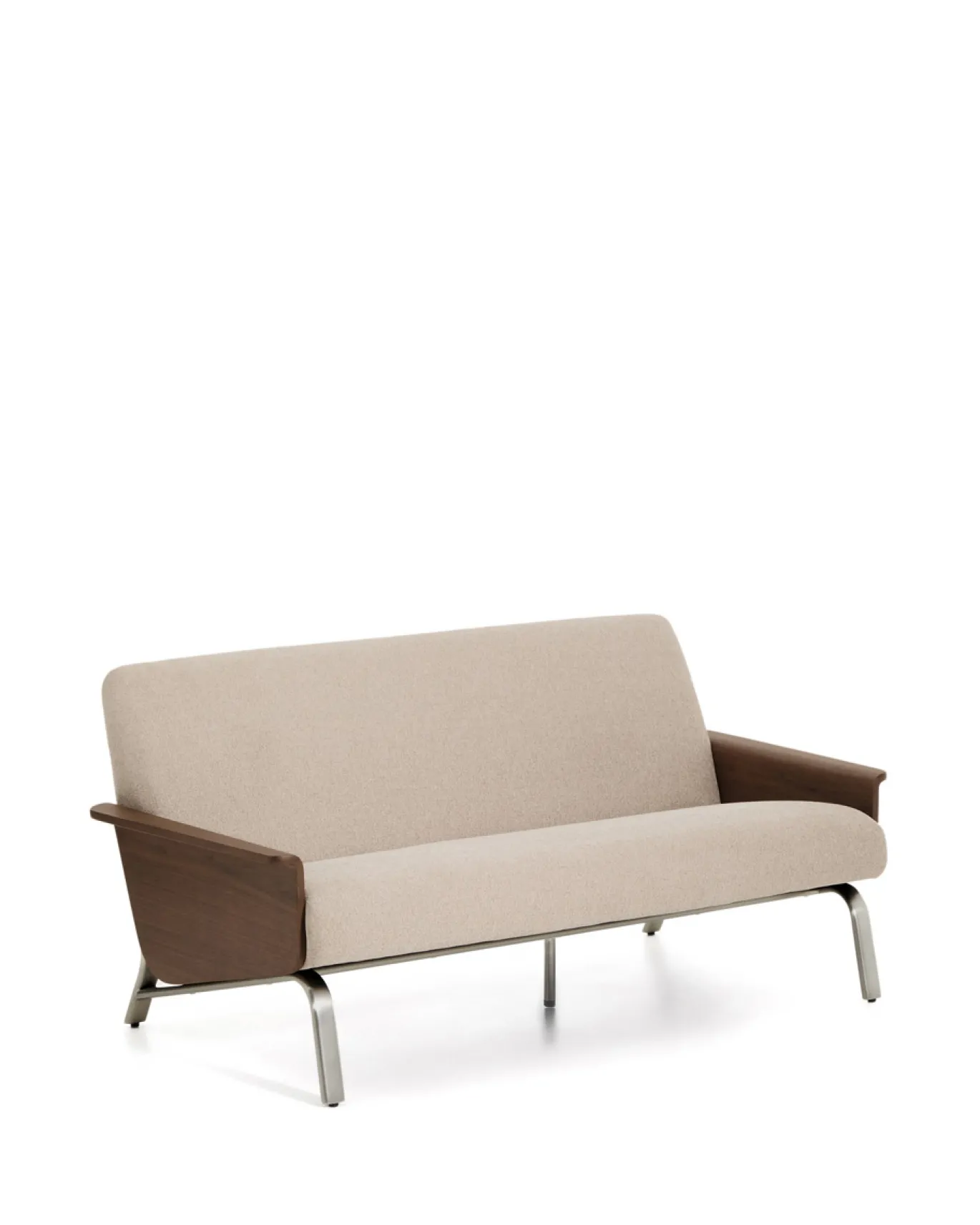 Kave Home 2-zitsbank Amsen Lichtbruin Walnoot Multiplex en Geborsteld RVS 150cm