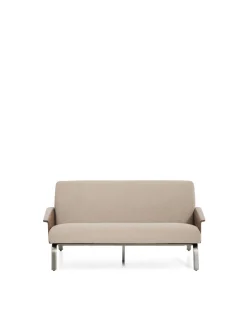 Kave Home 2-zitsbank Amsen Lichtbruin Walnoot Multiplex en Geborsteld RVS 150cm