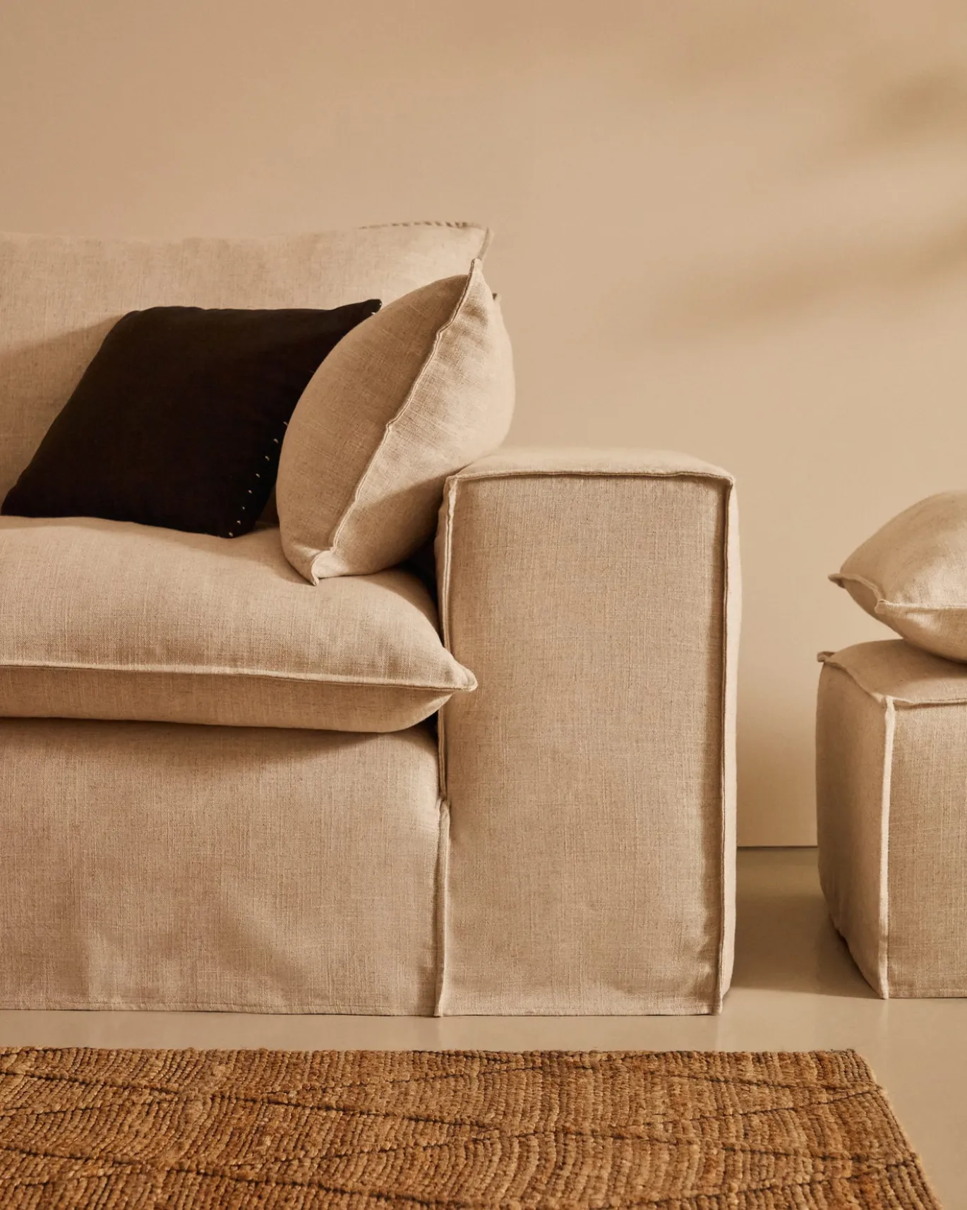 Kave Home 3-zitsbank Anarela Beige Linnen 280cm