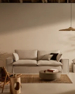 Kave Home 3-zitsbank Anarela Beige Linnen 280cm
