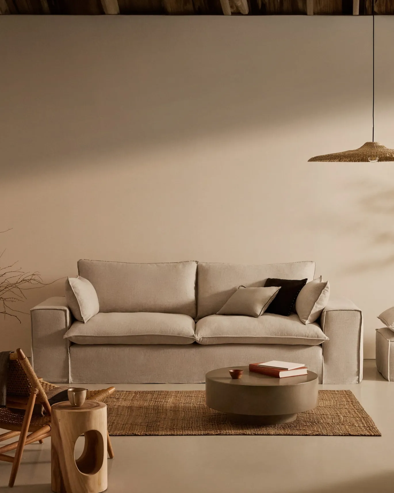 Kave Home 3-zitsbank Anarela Beige Linnen 280cm