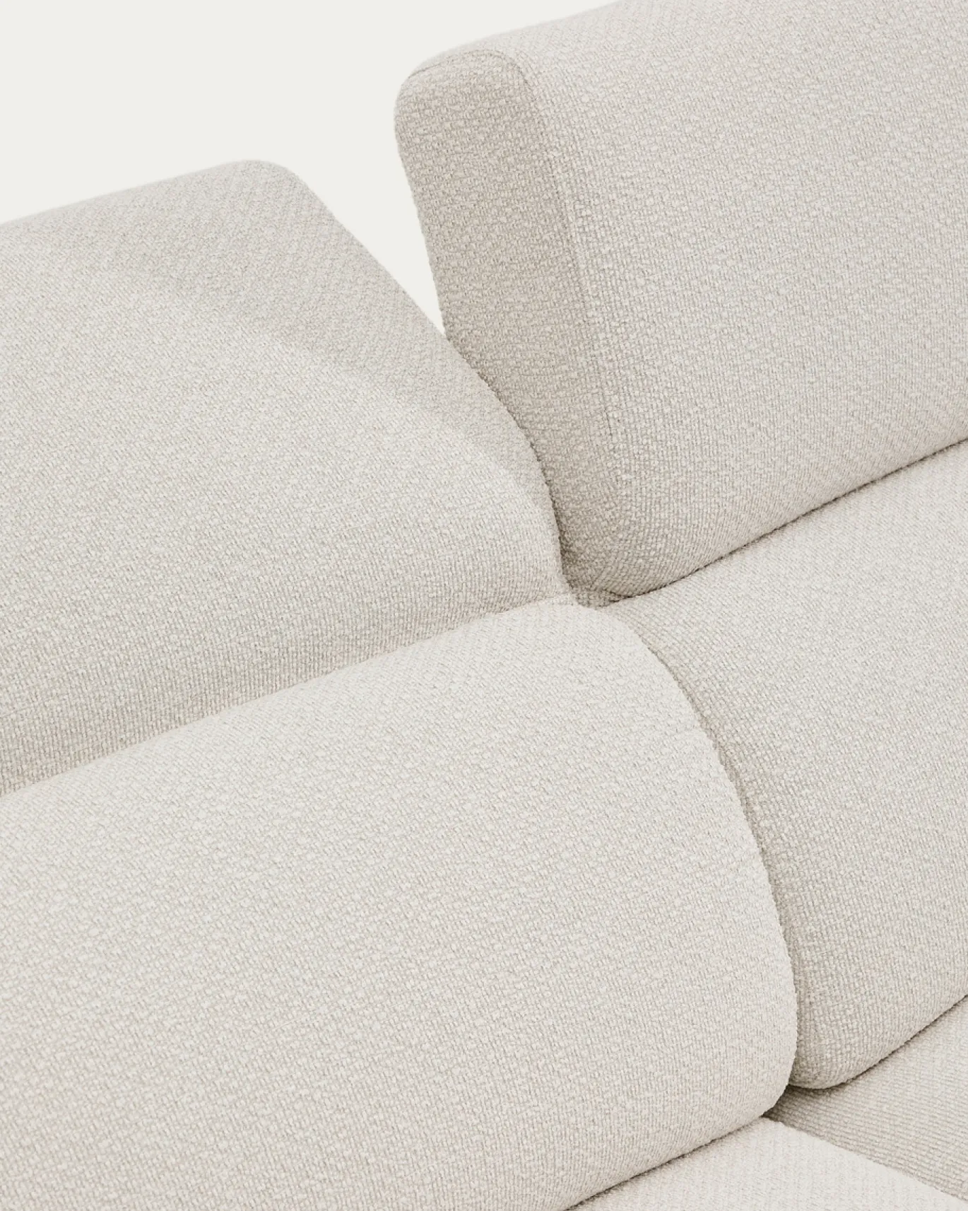 Kave Home 2-zitsbank Aurum Ecru Chenille En Matgrijs Metaal 214cm