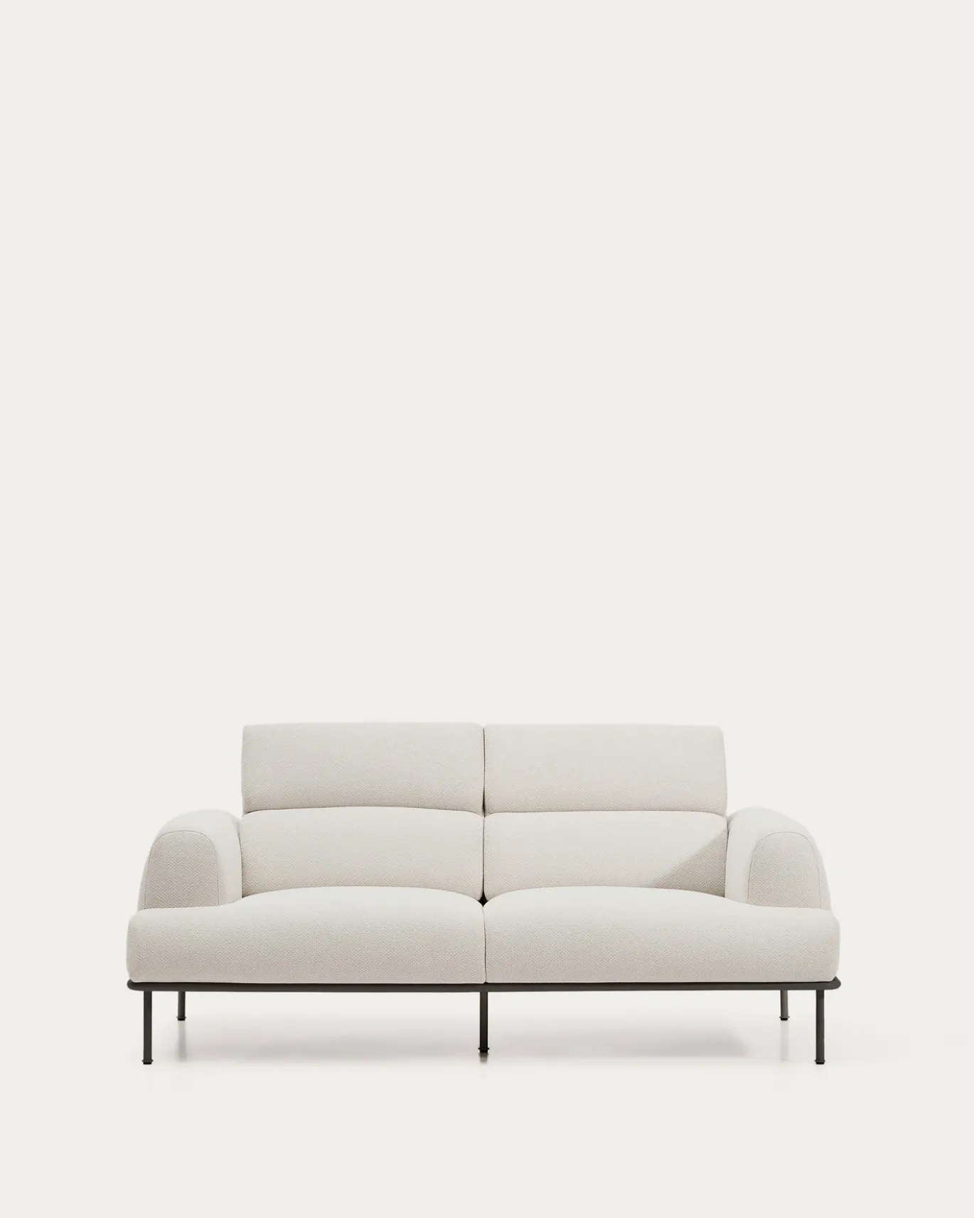Kave Home 2-zitsbank Aurum Ecru Chenille En Matgrijs Metaal 214cm