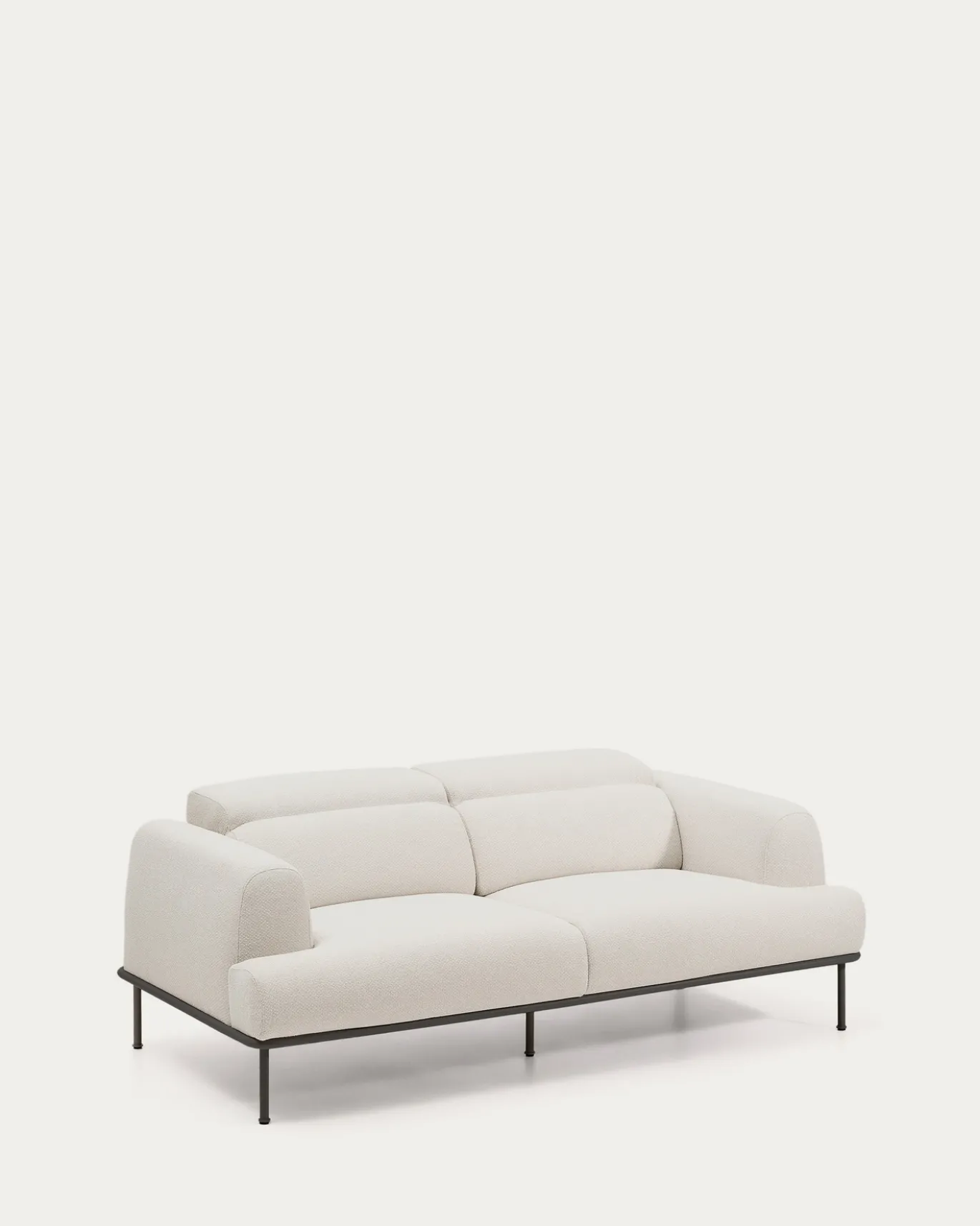 Kave Home 2-zitsbank Aurum Ecru Chenille En Matgrijs Metaal 214cm