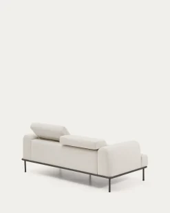 Kave Home 2-zitsbank Aurum Ecru Chenille En Matgrijs Metaal 214cm