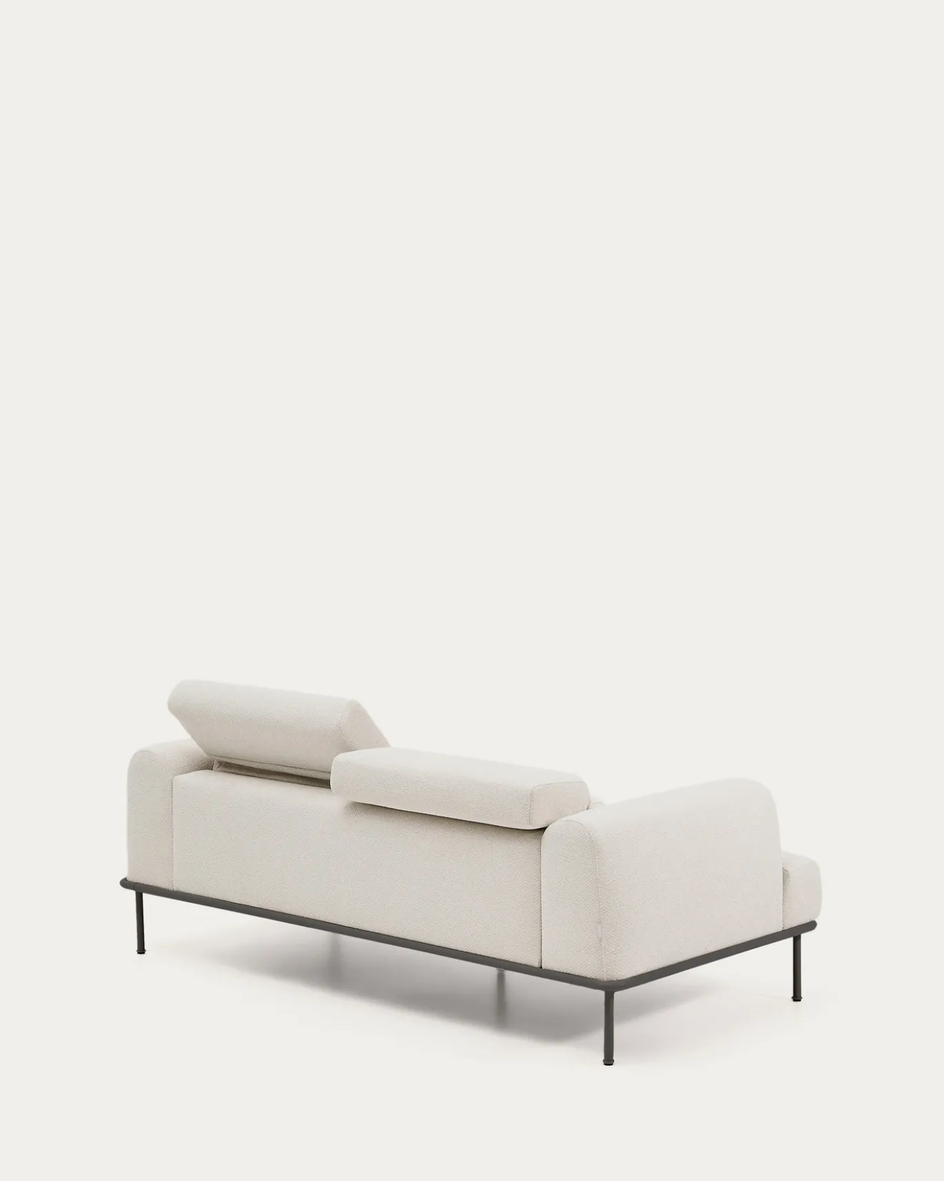 Kave Home 2-zitsbank Aurum Ecru Chenille En Matgrijs Metaal 214cm