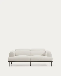 Kave Home 2-zitsbank Aurum Ecru Chenille En Matgrijs Metaal 214cm