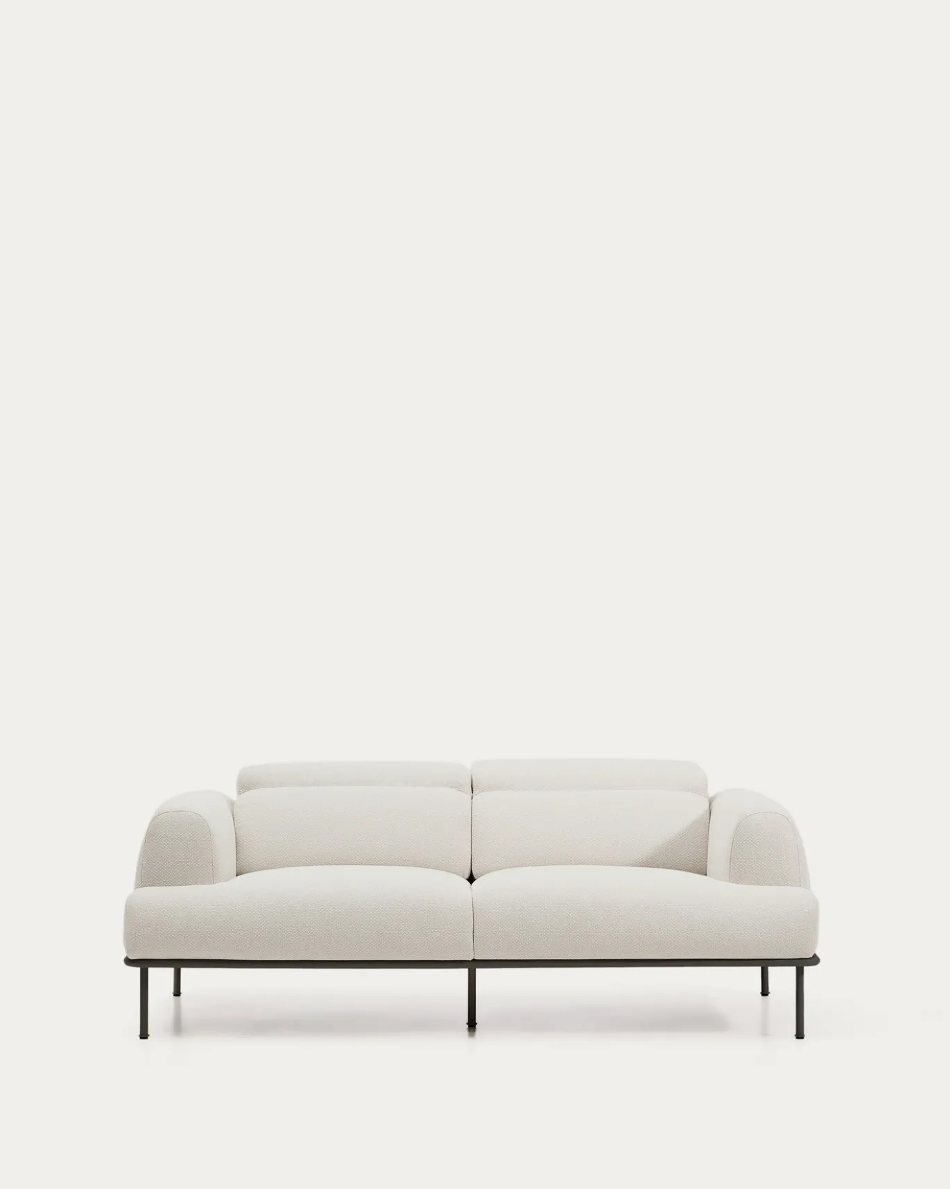 Kave Home 2-zitsbank Aurum Ecru Chenille En Matgrijs Metaal 214cm