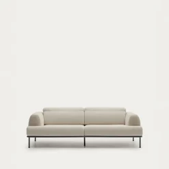 Kave Home 3-zitsbank Aurum Ecru en Matgrijs Onderstel 234cm
