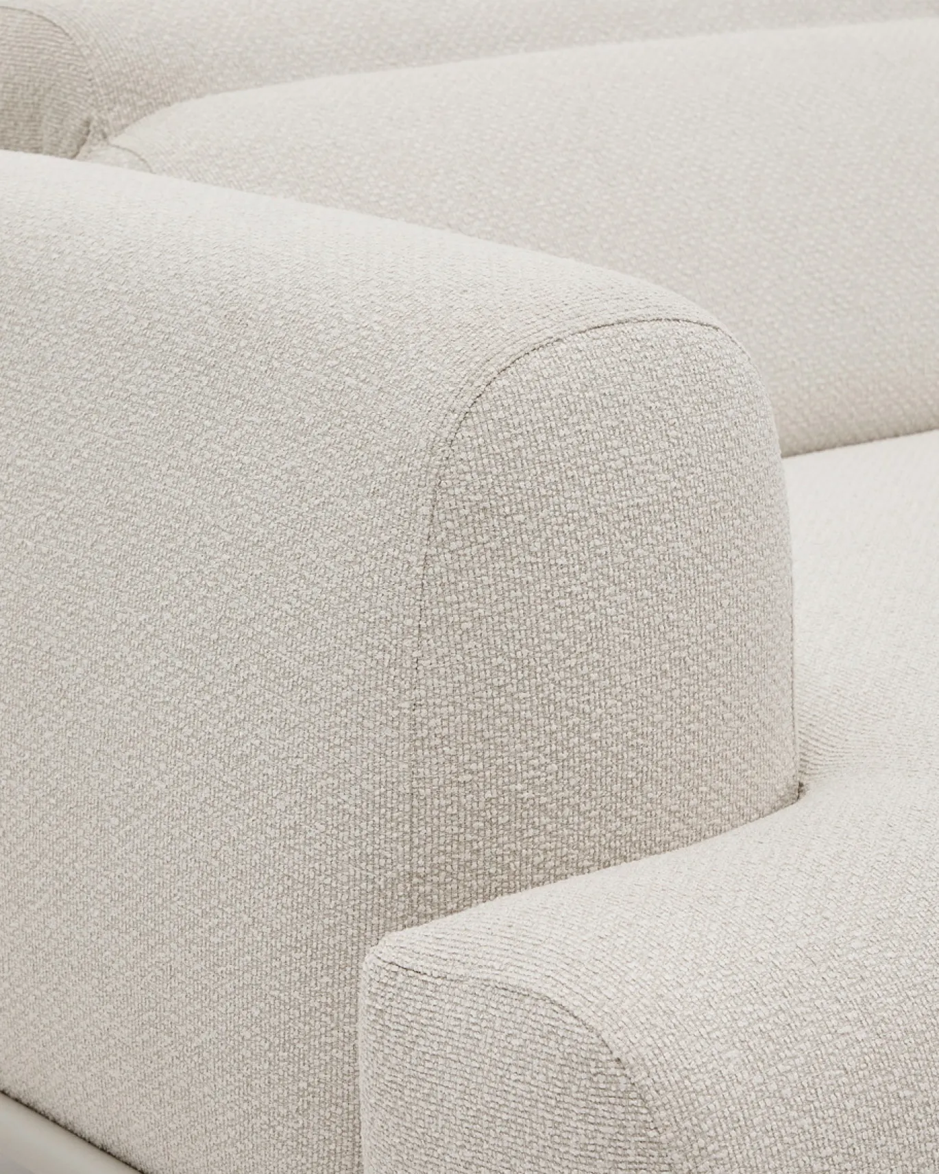 Kave Home 2-zitsbank Aurum Ecru Chenille En Matbeige Metaal 214cm