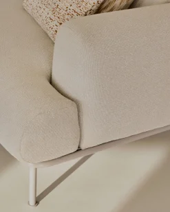 Kave Home 2-zitsbank Aurum Ecru Chenille En Matbeige Metaal 214cm