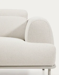 Kave Home 2-zitsbank Aurum Ecru Chenille En Matbeige Metaal 214cm
