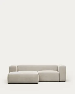 Kave Home 2-zitsbank Blok Beige Ecru Chaise Longue Links 240cm
