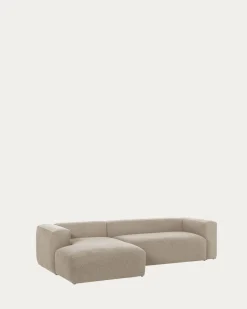 Kave Home 3-zitsbank Blok Beige Ecru Chaise Longue Links 300cm