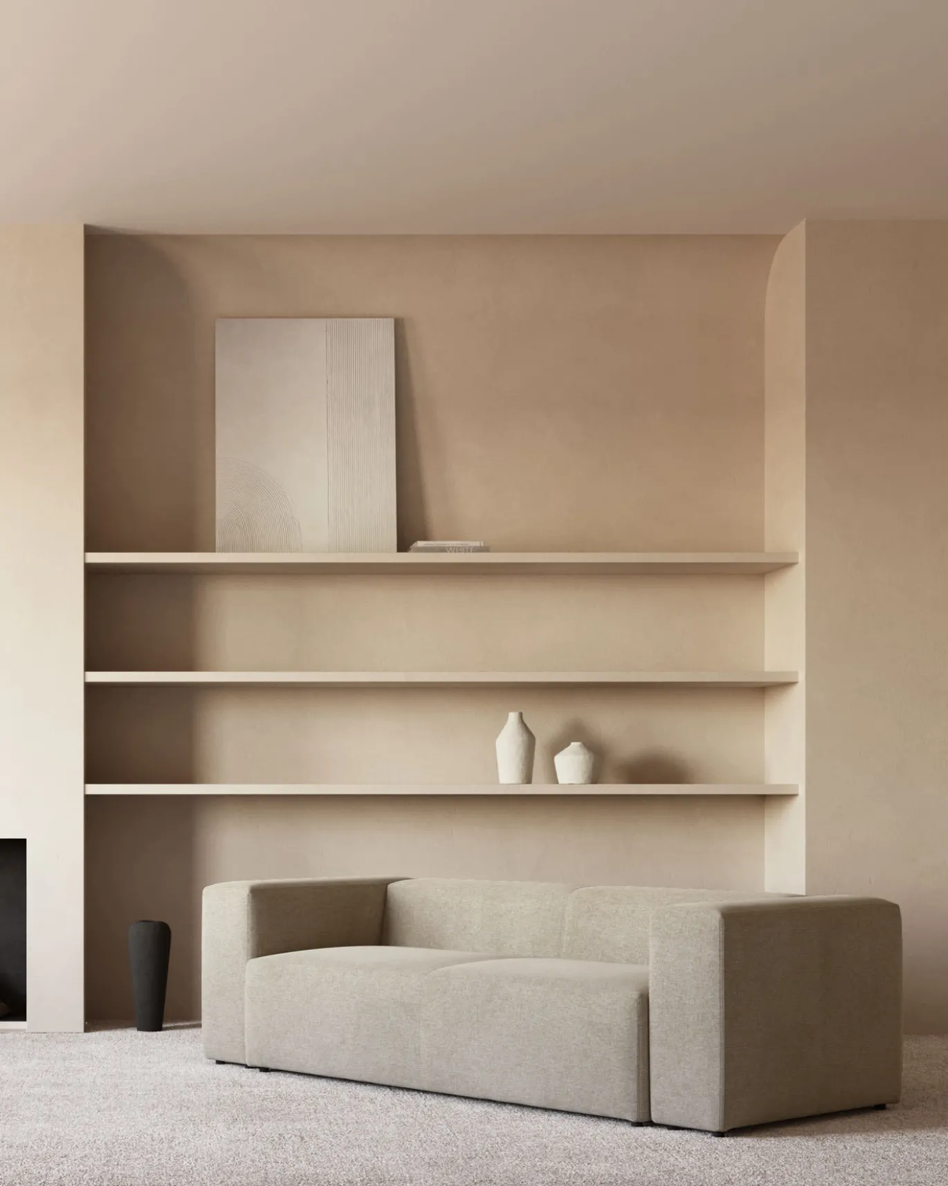 Kave Home 3-zitsbank Blok Beige Ecru 240cm
