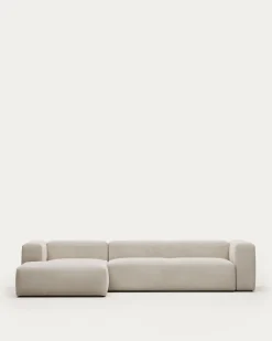 Kave Home 4-zitsbank Blok Beige Ecru Chaise Longue Links 330cm