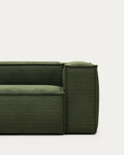 Kave Home 3-zitsbank Blok Groen Ribstof 240cm