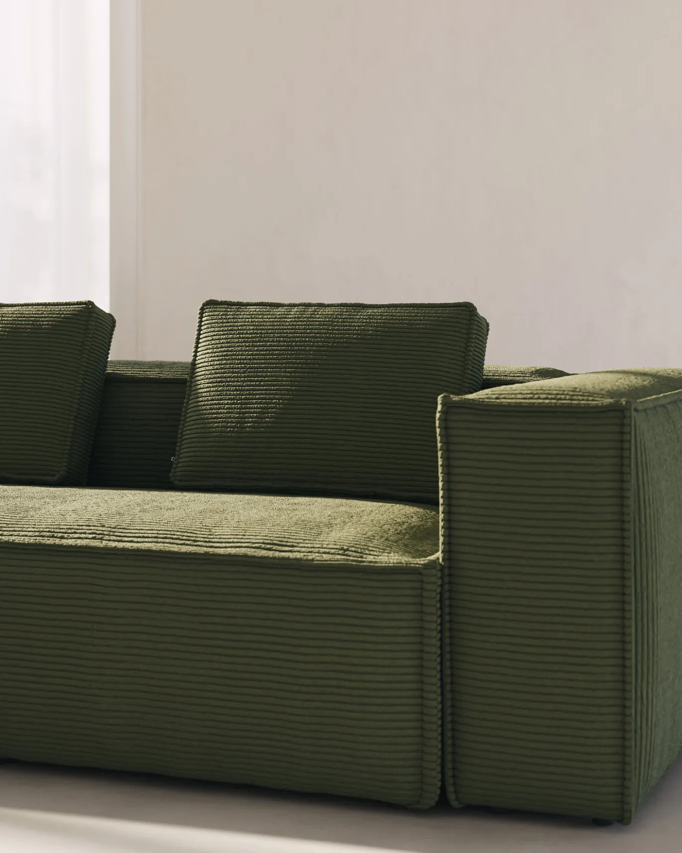 Kave Home 3-zitsbank Blok Groen Ribstof 240cm
