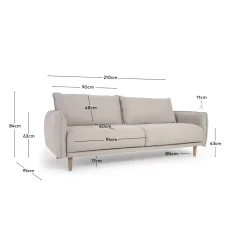Kave Home 3-zitsbank Carlota Beige 213cm