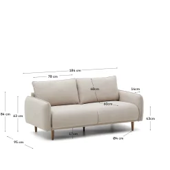 Kave Home 2-zitsbank Carlota Beige 184cm