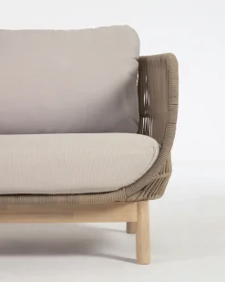 Kave Home 3-zitsbank Catalina Beige Massief Acaciahout 170cm