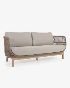 Kave Home 3-zitsbank Catalina Beige Massief Acaciahout 170cm
