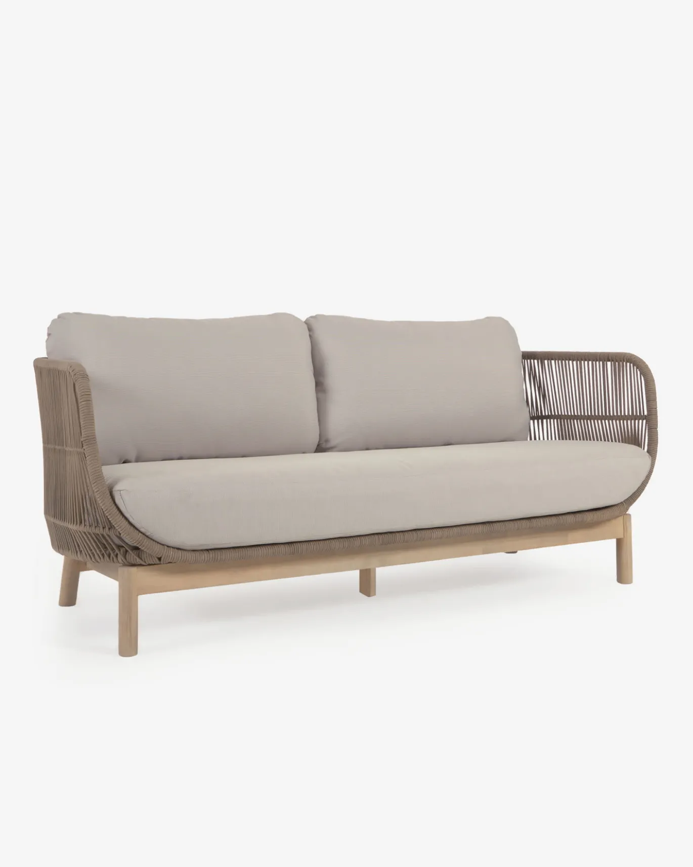 Kave Home 3-zitsbank Catalina Beige Massief Acaciahout 170cm