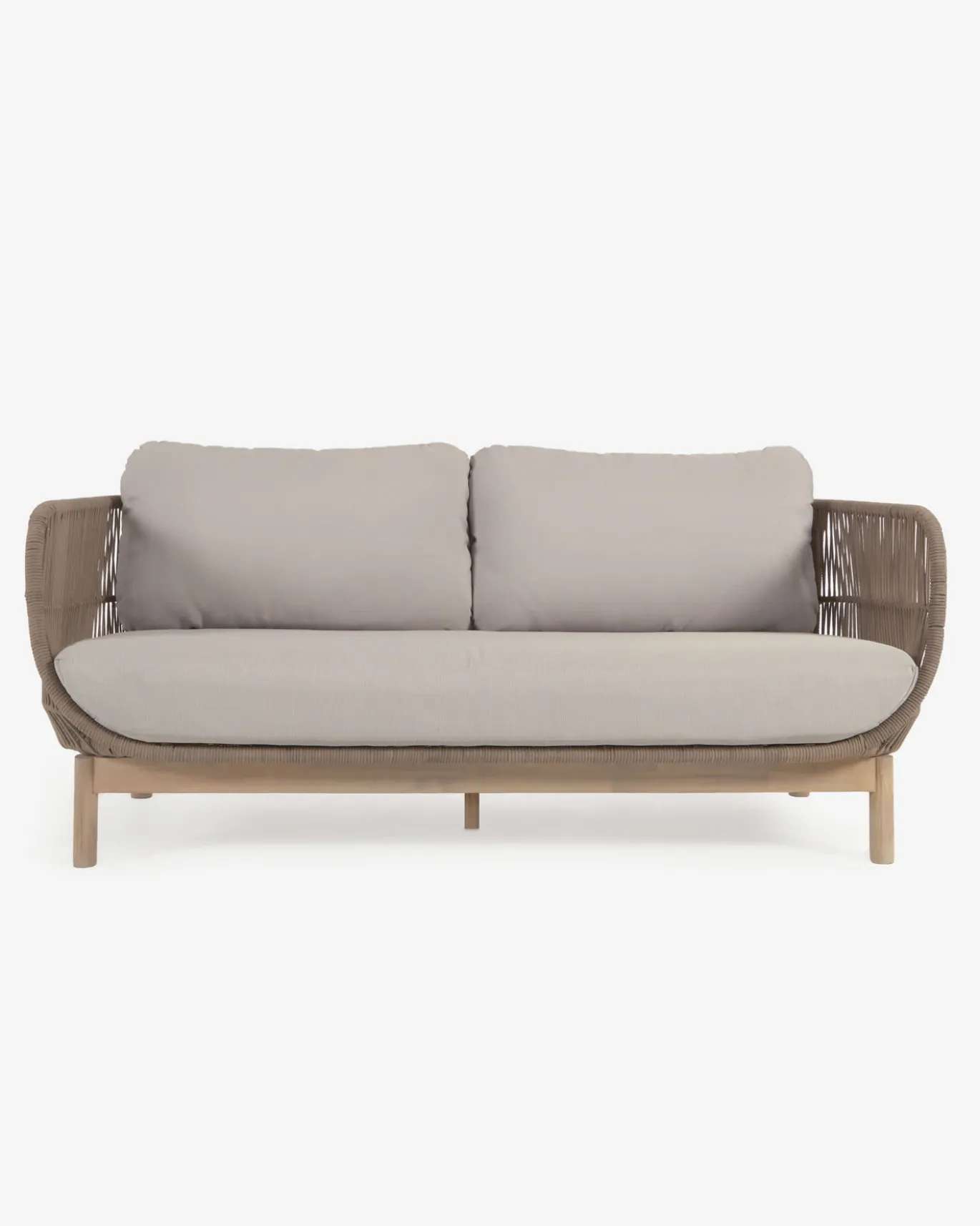 Kave Home 3-zitsbank Catalina Beige Massief Acaciahout 170cm
