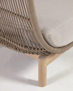 Kave Home 3-zitsbank Catalina Beige Massief Acaciahout 170cm