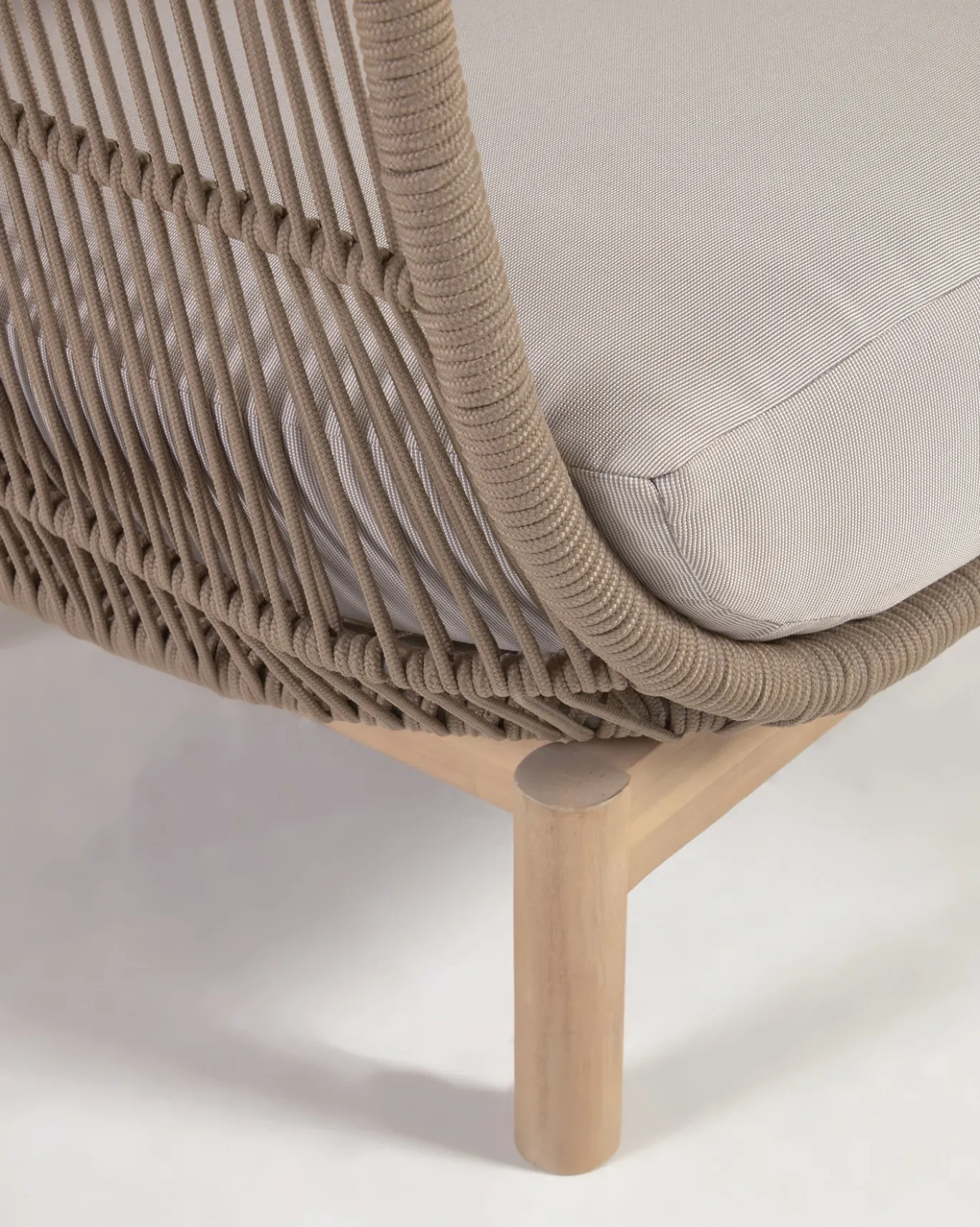 Kave Home 3-zitsbank Catalina Beige Massief Acaciahout 170cm