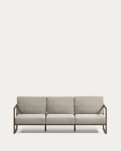 Kave Home 3-zitsbank Comova Outdoor Lichtgrijs en Groen Aluminium 222cm