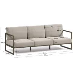 Kave Home 3-zitsbank Comova Outdoor Lichtgrijs en Groen Aluminium 222cm