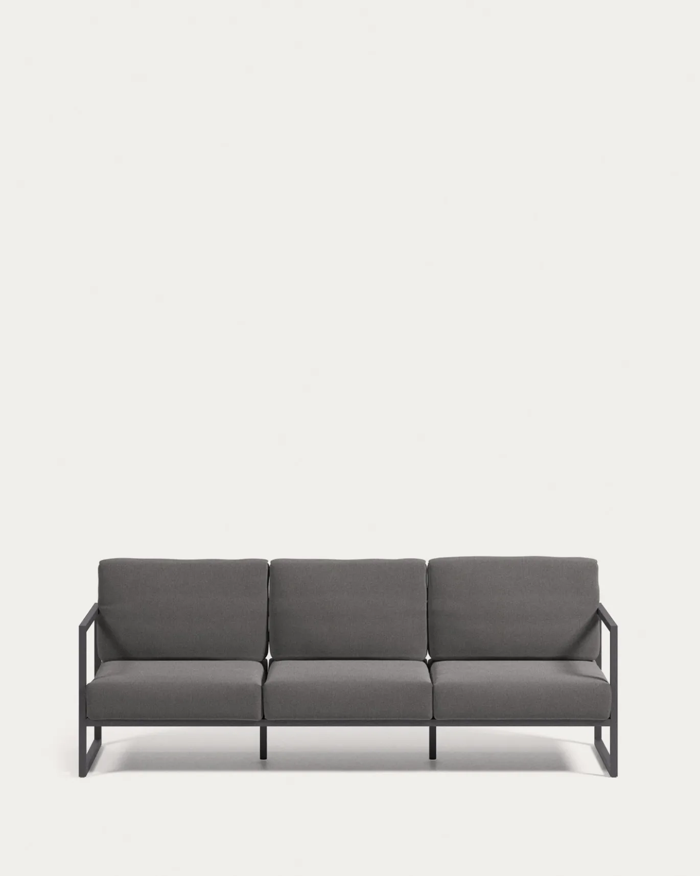 Kave Home 3-zitsbank Comova Outdoor Donkergrijs en Zwart Aluminium 222cm