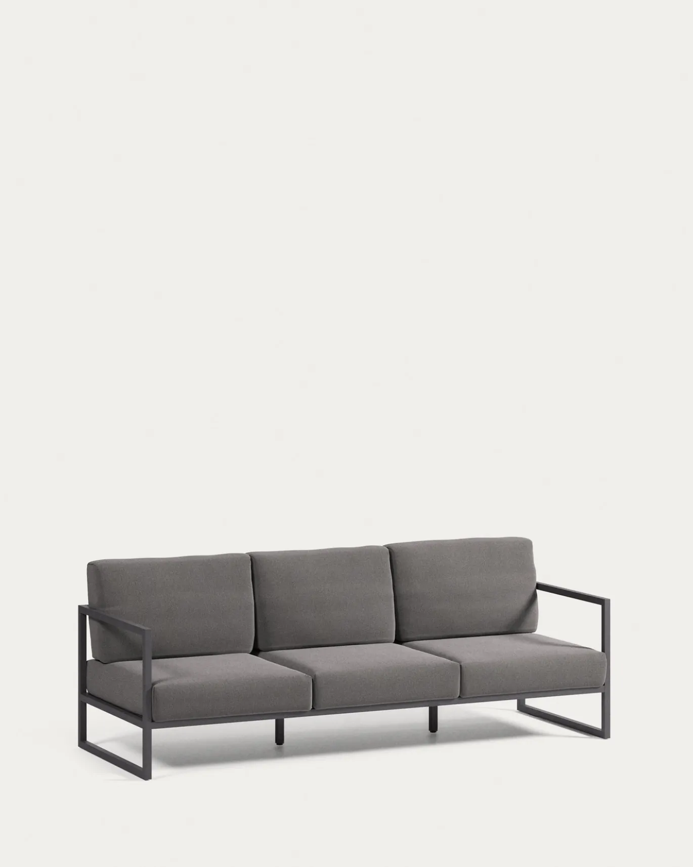 Kave Home 3-zitsbank Comova Outdoor Donkergrijs en Zwart Aluminium 222cm