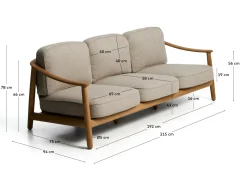 Kave Home 3-Zitsbank Elunda Massief Teakhout 215cm