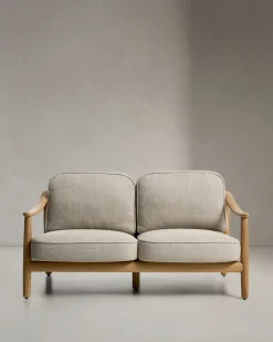Kave Home 2-Zitsbank Elunda Massief Teakhout 149cm