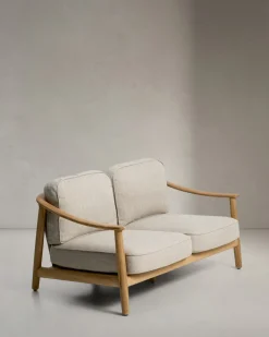 Kave Home 2-Zitsbank Elunda Massief Teakhout 149cm