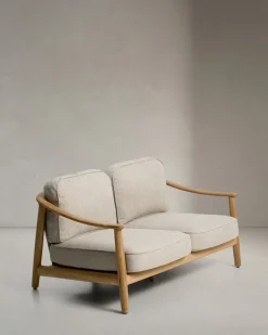 Kave Home 2-Zitsbank Elunda Massief Teakhout 149cm