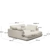 Kave Home 3-zitsbank Gala Dubbele Chaise Longue Beige 210cm